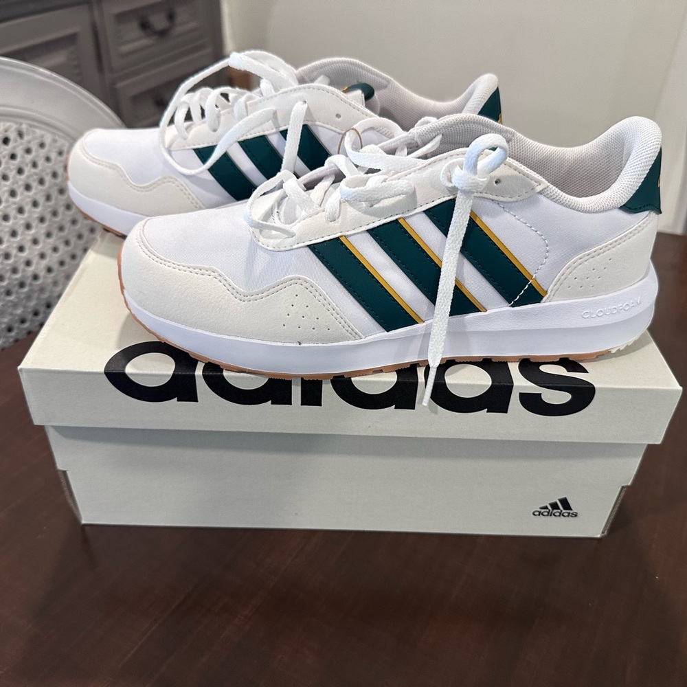 Adidas Kids White and Teal Sneakers
